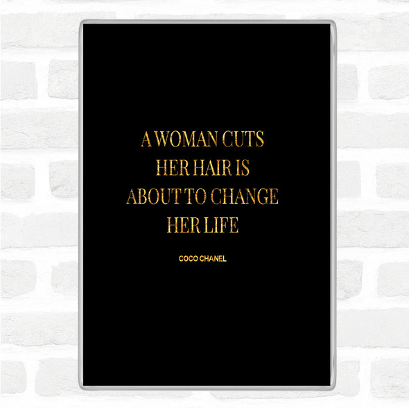 Black Gold Coco Chanel Cut Hair Quote Jumbo Fridge Magnet