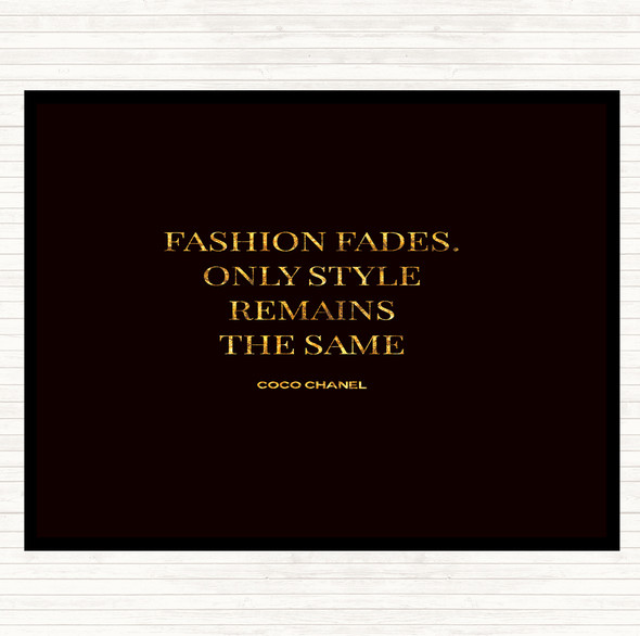 Black Gold Coco Chanel Fashion Fades Quote Dinner Table Placemat