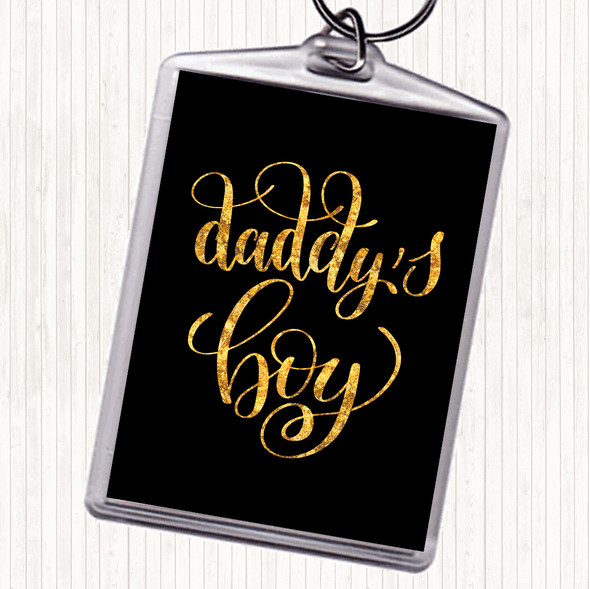 Black Gold Daddy's Boy Quote Bag Tag Keychain Keyring