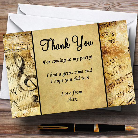 Musical Clefs Personalised Party Thank You Cards
