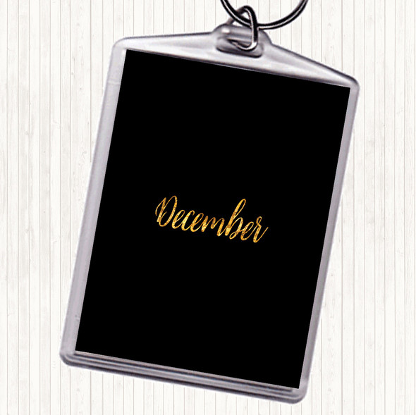 Black Gold December Quote Bag Tag Keychain Keyring