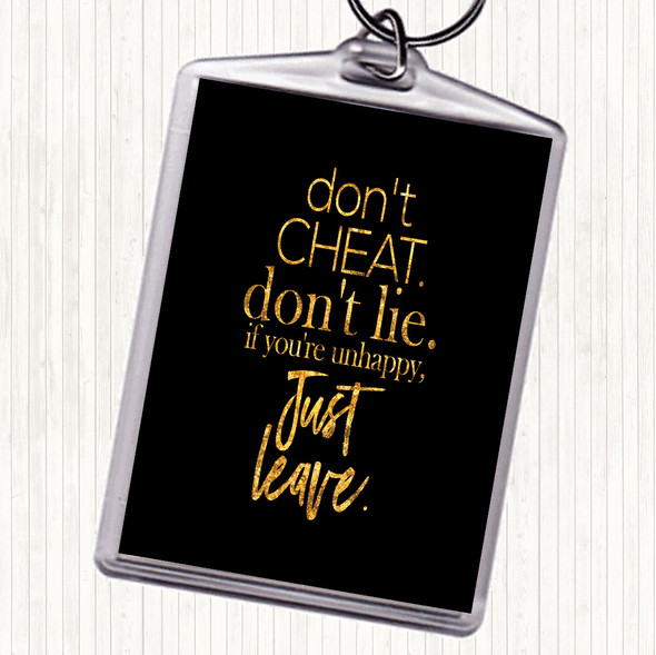 Black Gold Don't Cheat Quote Bag Tag Keychain Keyring