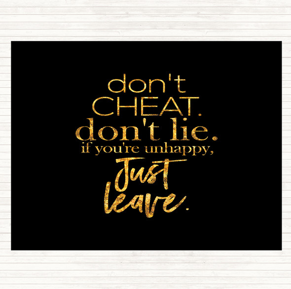 Black Gold Don't Cheat Quote Dinner Table Placemat