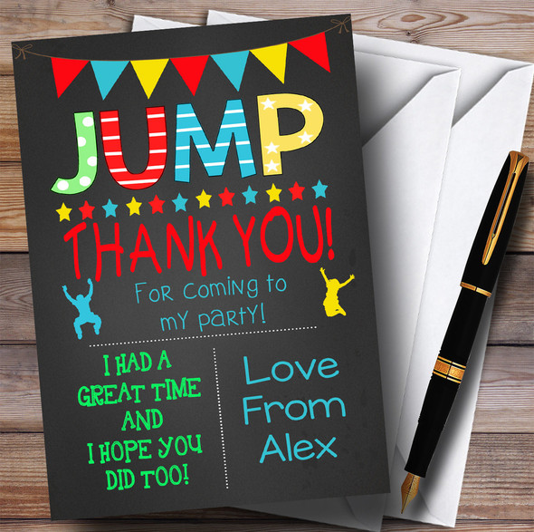 Chalk Boys Jump Trampoline Party Thank You Cards