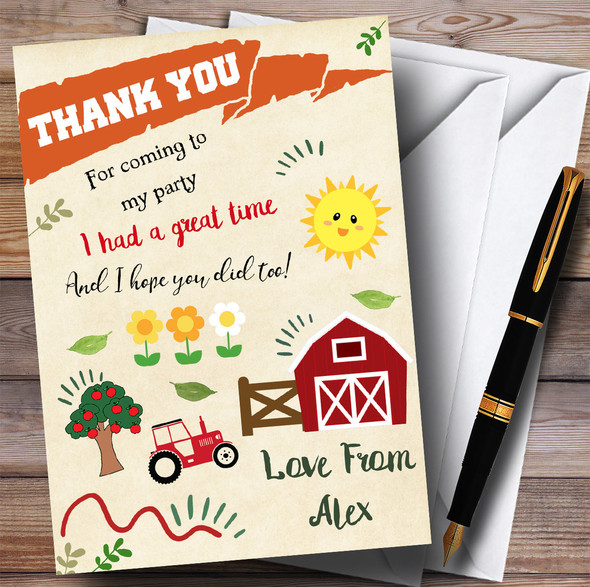 Fun On The Farm Party Thank You Cards