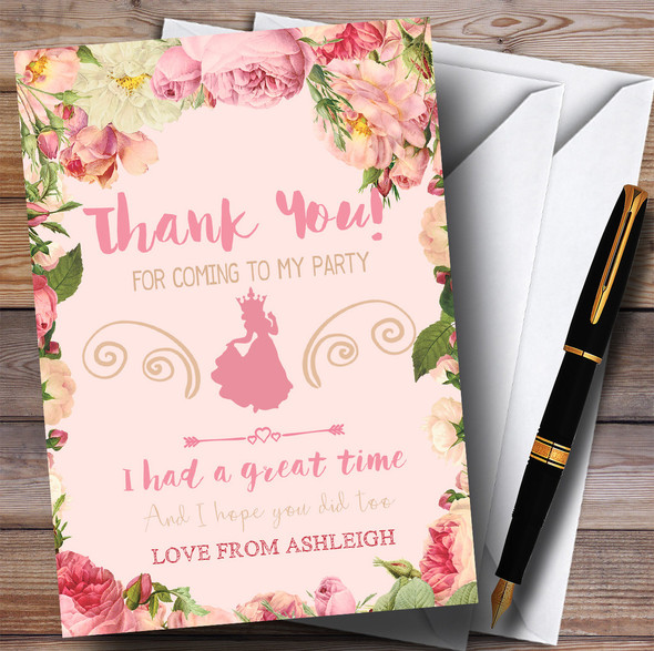 Pink Roses Princess Party Thank You Cards