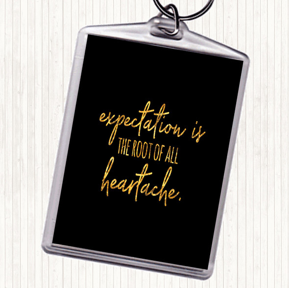Black Gold Expectation Quote Bag Tag Keychain Keyring