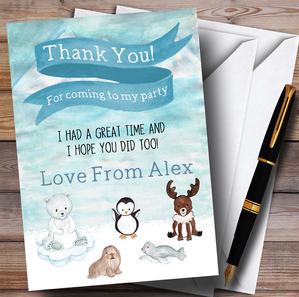Polar Ice Animals Party Thank You Cards