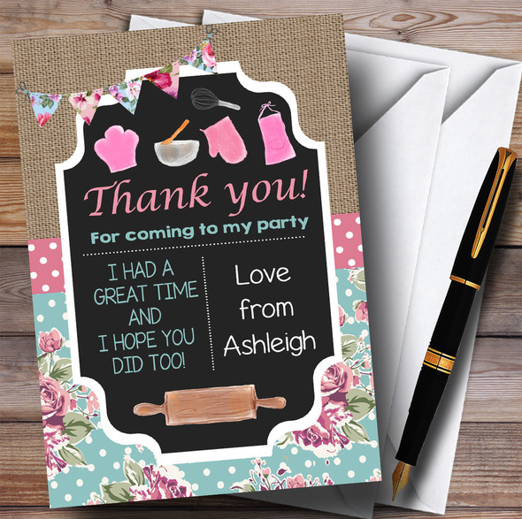 Shabby Chic Vintage Baking Party Thank You Cards