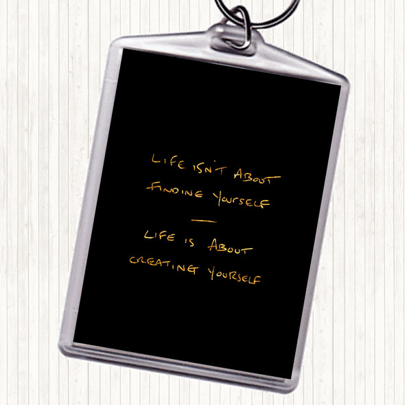 Black Gold Finding Yourself Quote Bag Tag Keychain Keyring
