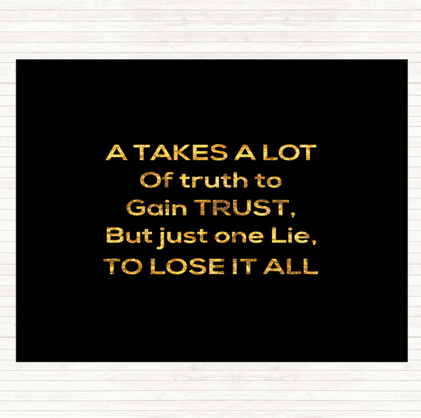 Black Gold Gain Trust Quote Dinner Table Placemat