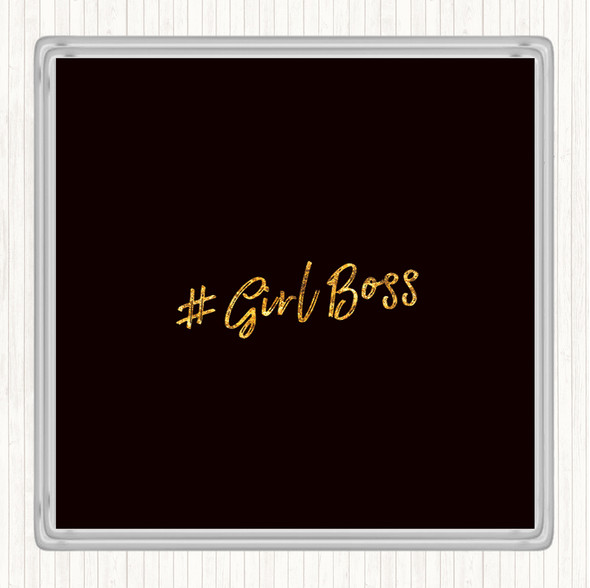 Black Gold Girl Boss Quote Drinks Mat Coaster