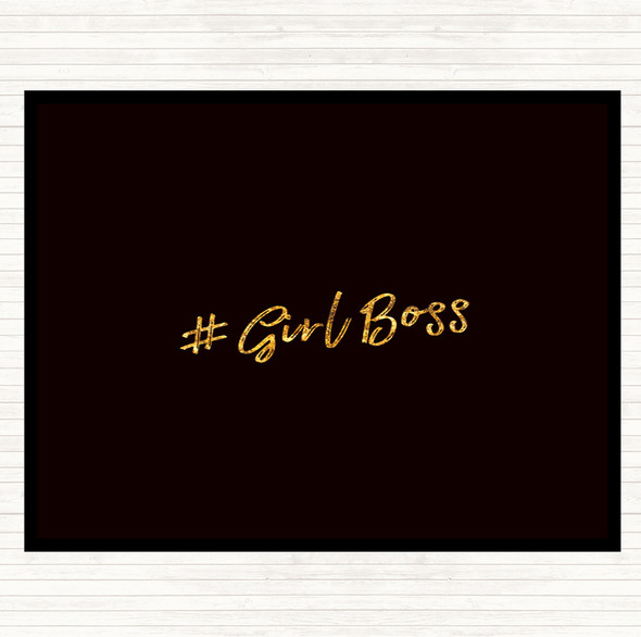 Black Gold Girl Boss Quote Mouse Mat Pad