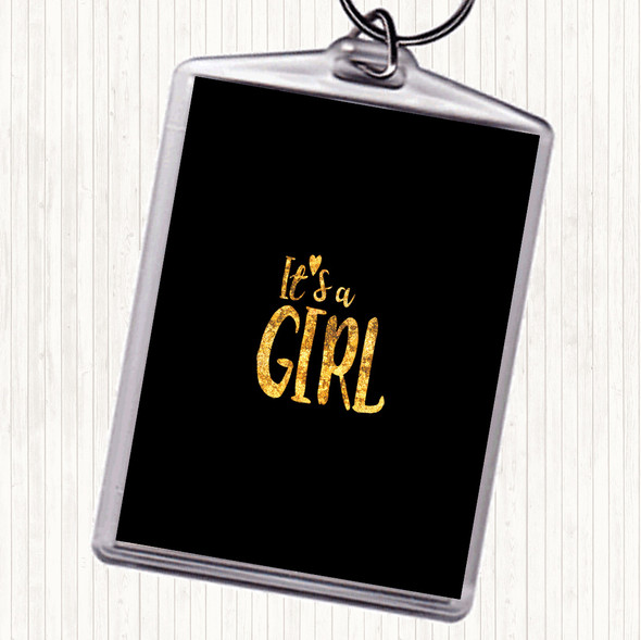 Black Gold Girl Quote Bag Tag Keychain Keyring