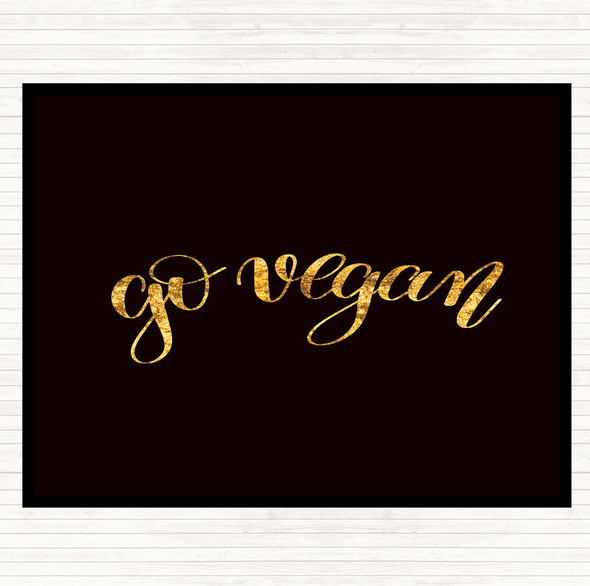 Black Gold Go Vegan Quote Mouse Mat Pad