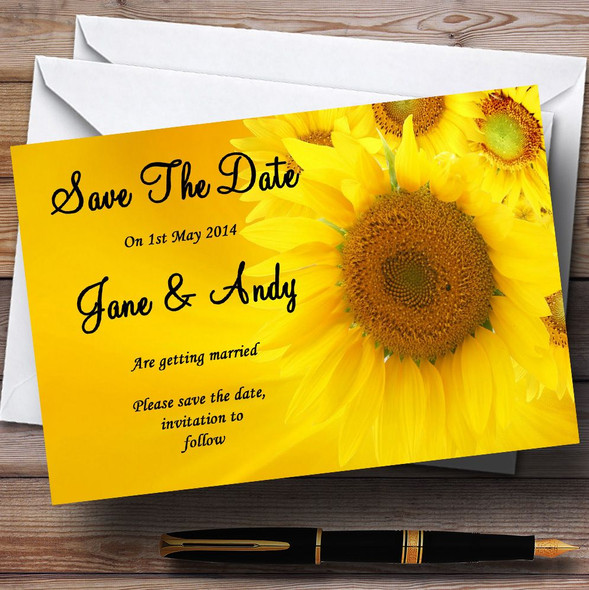 Sunflowers Personalised Wedding Save The Date Cards