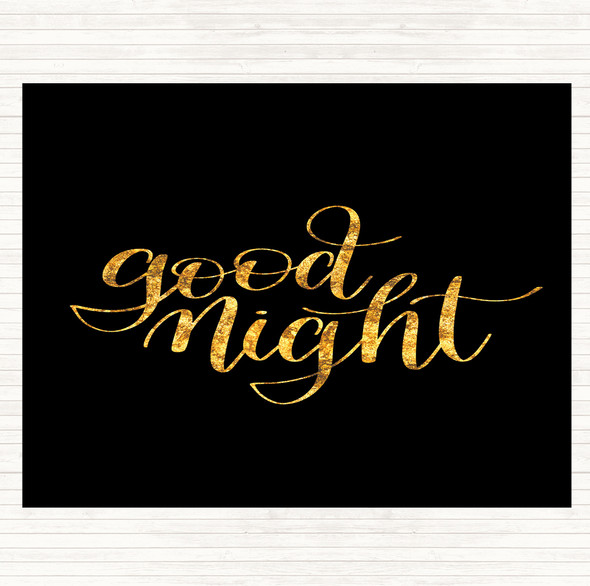 Black Gold Goodnight Quote Mouse Mat Pad