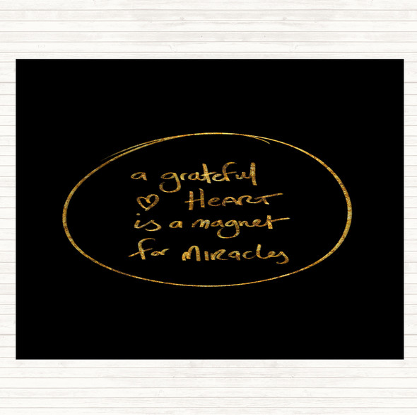 Black Gold Grateful Heart Quote Dinner Table Placemat
