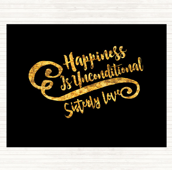 Black Gold Happiness Is Quote Mouse Mat Pad