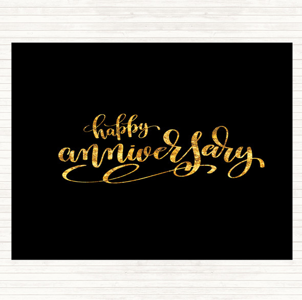 Black Gold Happy Anniversary Quote Dinner Table Placemat