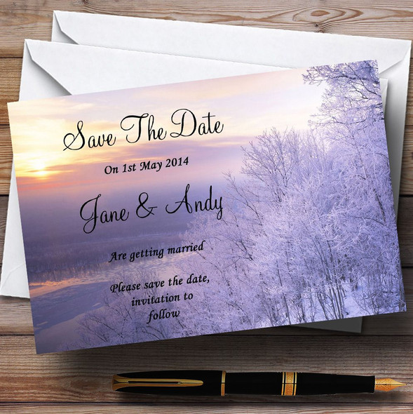 Winter Scene Beautiful Personalised Wedding Save The Date Cards