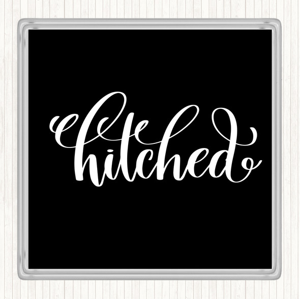 Black White Hitched Quote Drinks Mat Coaster