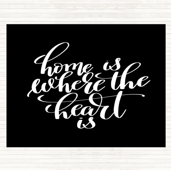 Black White Home Is Where The Heart Is Quote Mouse Mat Pad