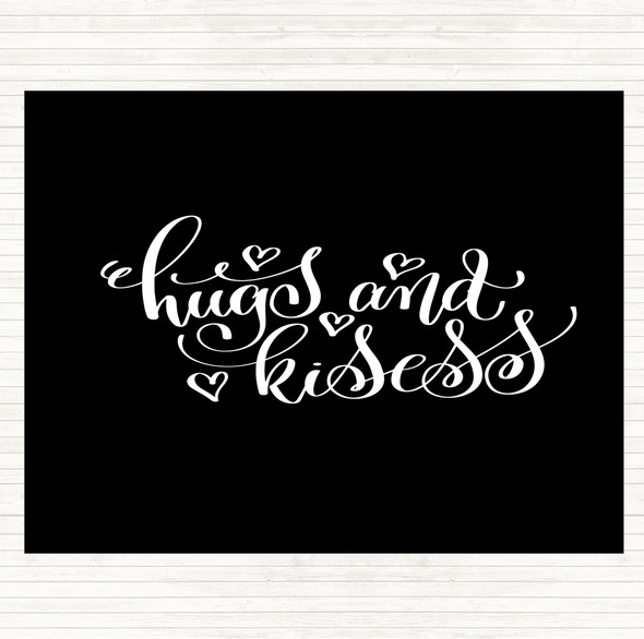 Black White Hugs And Kisses Quote Mouse Mat Pad