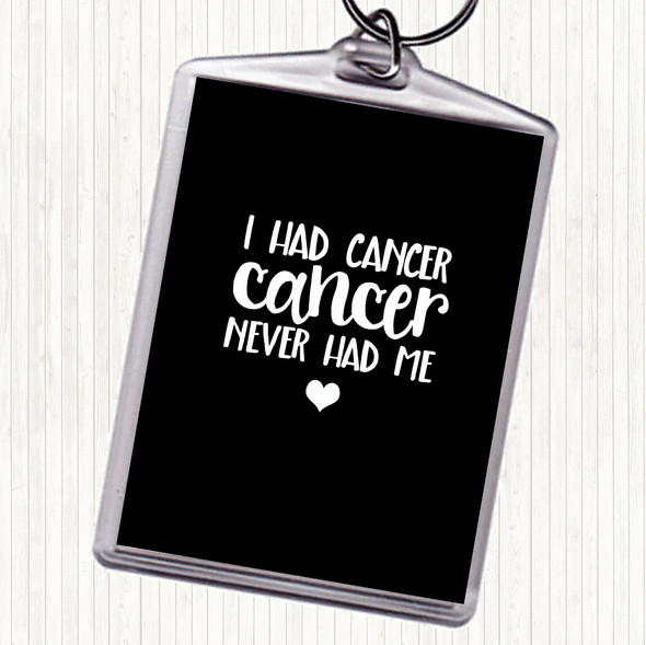 Black White I Had Cancer Cancer Never Had Me Quote Bag Tag Keychain Keyring