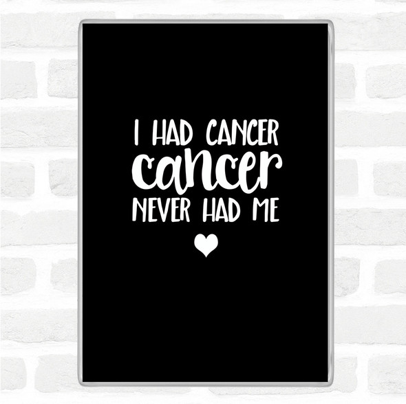 Black White I Had Cancer Cancer Never Had Me Quote Jumbo Fridge Magnet