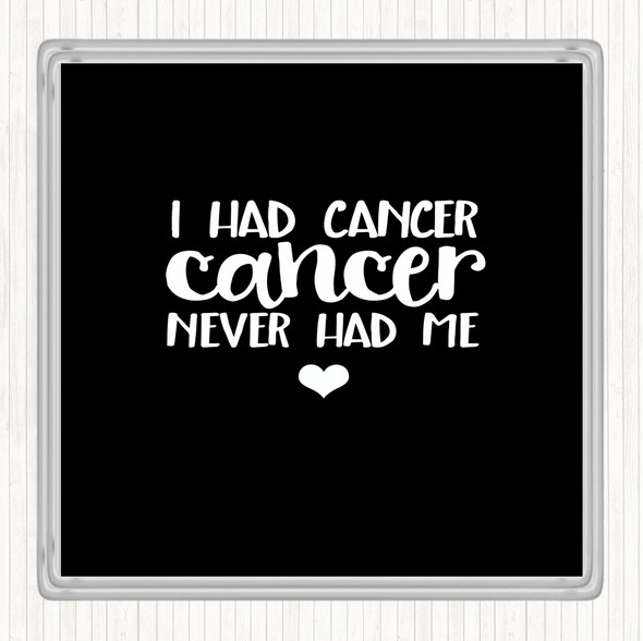 Black White I Had Cancer Cancer Never Had Me Quote Drinks Mat Coaster