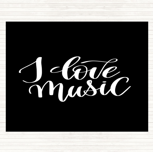 Black White I Love Music Quote Mouse Mat Pad
