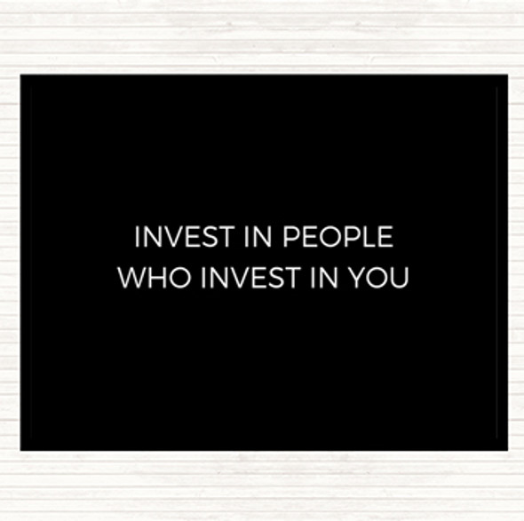 Black White Invest In People Quote Mouse Mat Pad