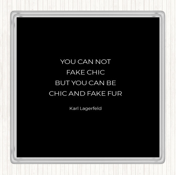 Black White Karl Fake Fur Quote Drinks Mat Coaster