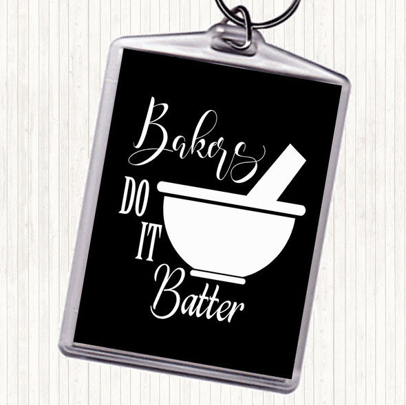 Black White Bakers Do It Batter Quote Bag Tag Keychain Keyring