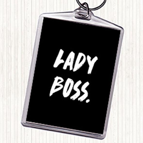 Black White Lady Boss Quote Bag Tag Keychain Keyring