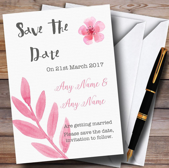 Watercolour Subtle Dusty Pink Personalised Wedding Save The Date Cards