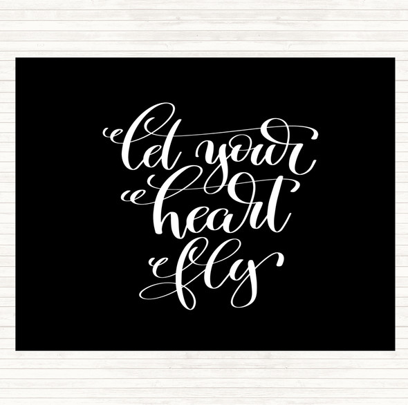 Black White Let Your Heart Fly Quote Dinner Table Placemat