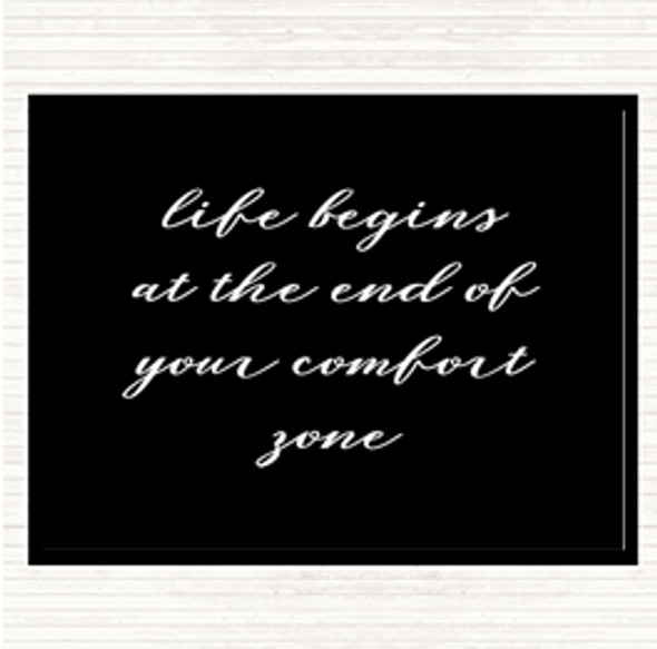Black White Life Begins Quote Mouse Mat Pad