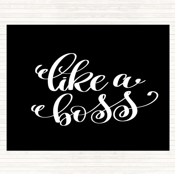 Black White Like A Boss Swirl Quote Mouse Mat Pad