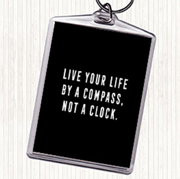 Black White Live Your Life Quote Bag Tag Keychain Keyring