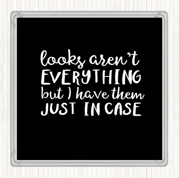 Black White Looks Aren't Everything Quote Drinks Mat Coaster