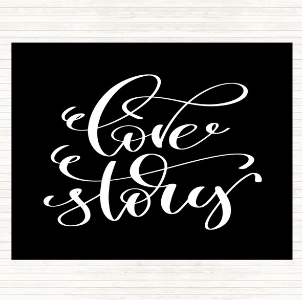 Black White Love Story Swirl Quote Mouse Mat Pad