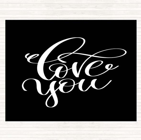 Black White Love U Quote Mouse Mat Pad