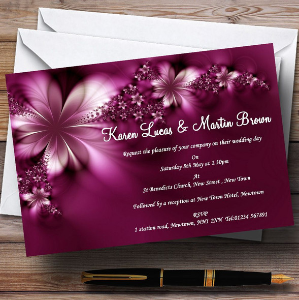 Beautiful Purple Personalised Wedding Invitations