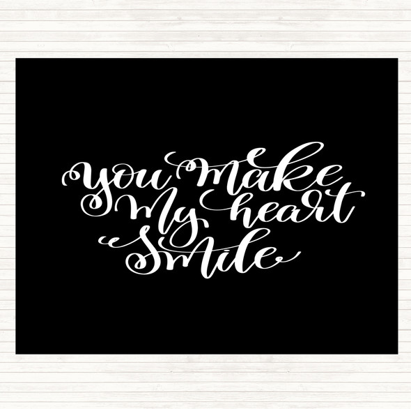Black White Make My Heart Smile Quote Dinner Table Placemat