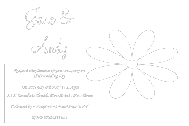 White & Black Flower Personalised Wedding Invitations