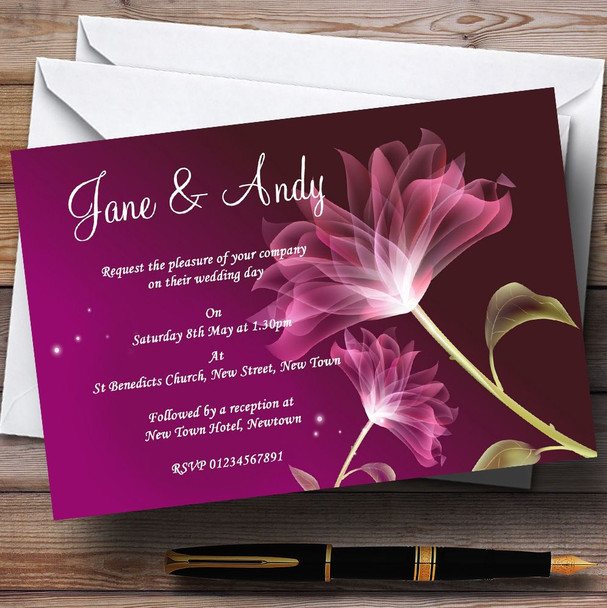 Purple Flower Stunning Personalised Wedding Invitations