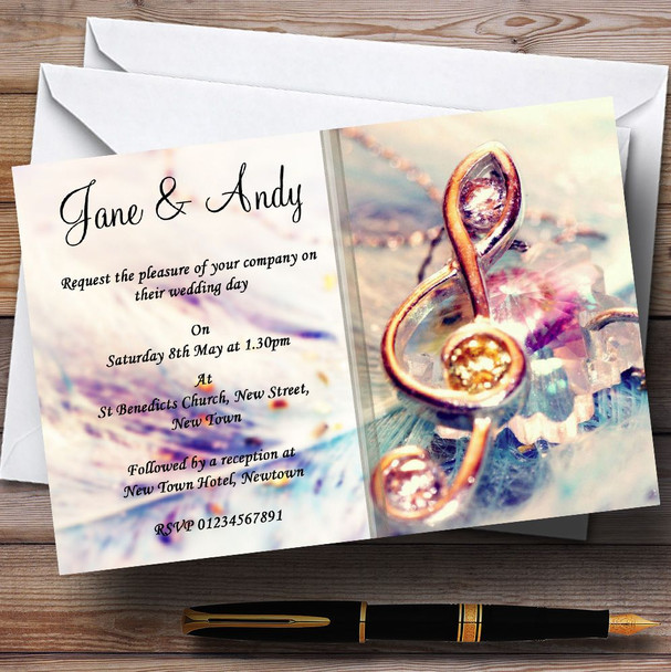 Music Treble Clef Personalised Wedding Invitations