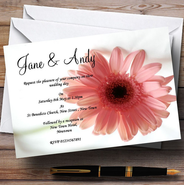 Stunning Classy & Subtle Pink Flower Personalised Wedding Invitations